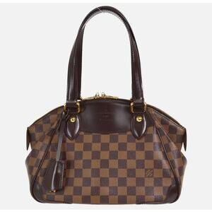 Louis Vuitton Verona PM Handbag Damier Ebene Purse Brown Checkered Classic Chic